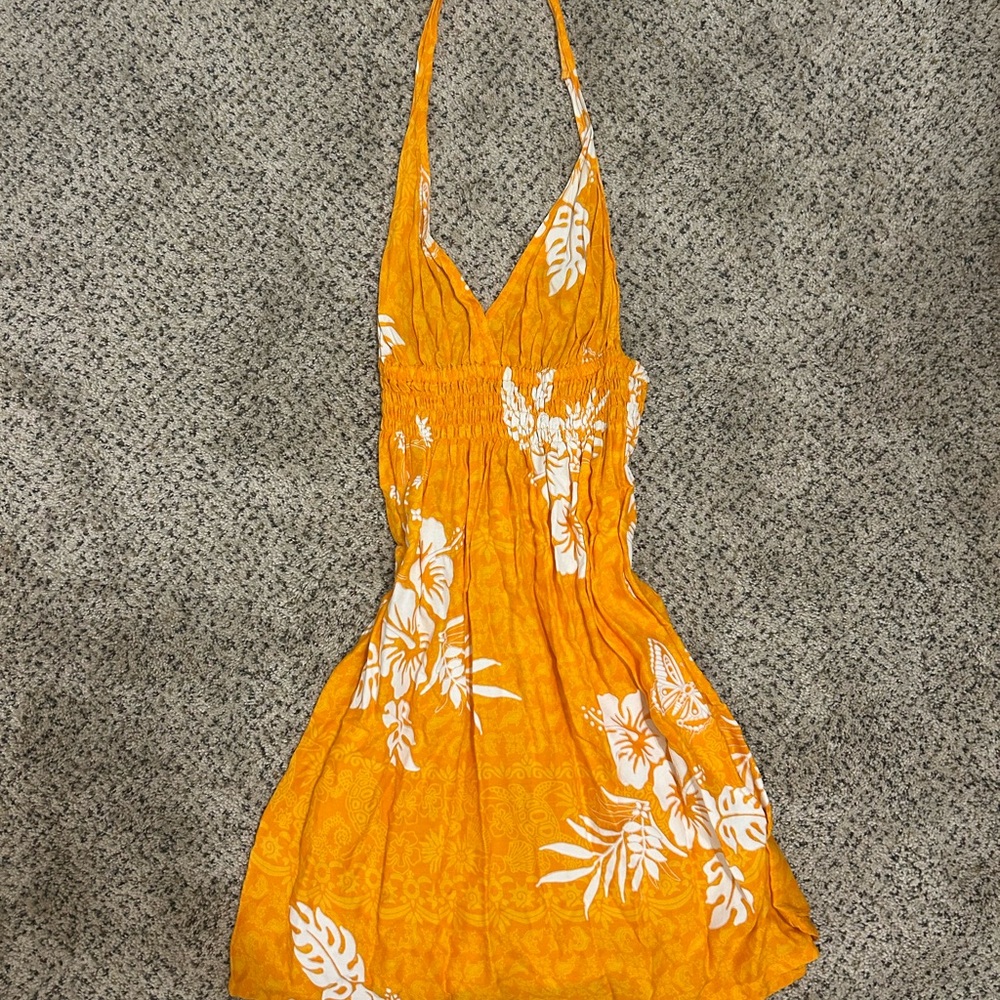 Tropical Orange Floral One Piece